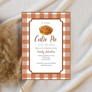 A Little Cutie Pie Is On The Way Baby Shower Editable Invitation Template, Cutie Pie Baby Shower Invitation, Cutie Pie Themed Shower Invite