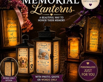 Personalized Memorial Lantern | Sympathy Gift | Remembrance Lantern | In Loving Memory Gift | Photo Memorial Lantern | Bereavement Gift