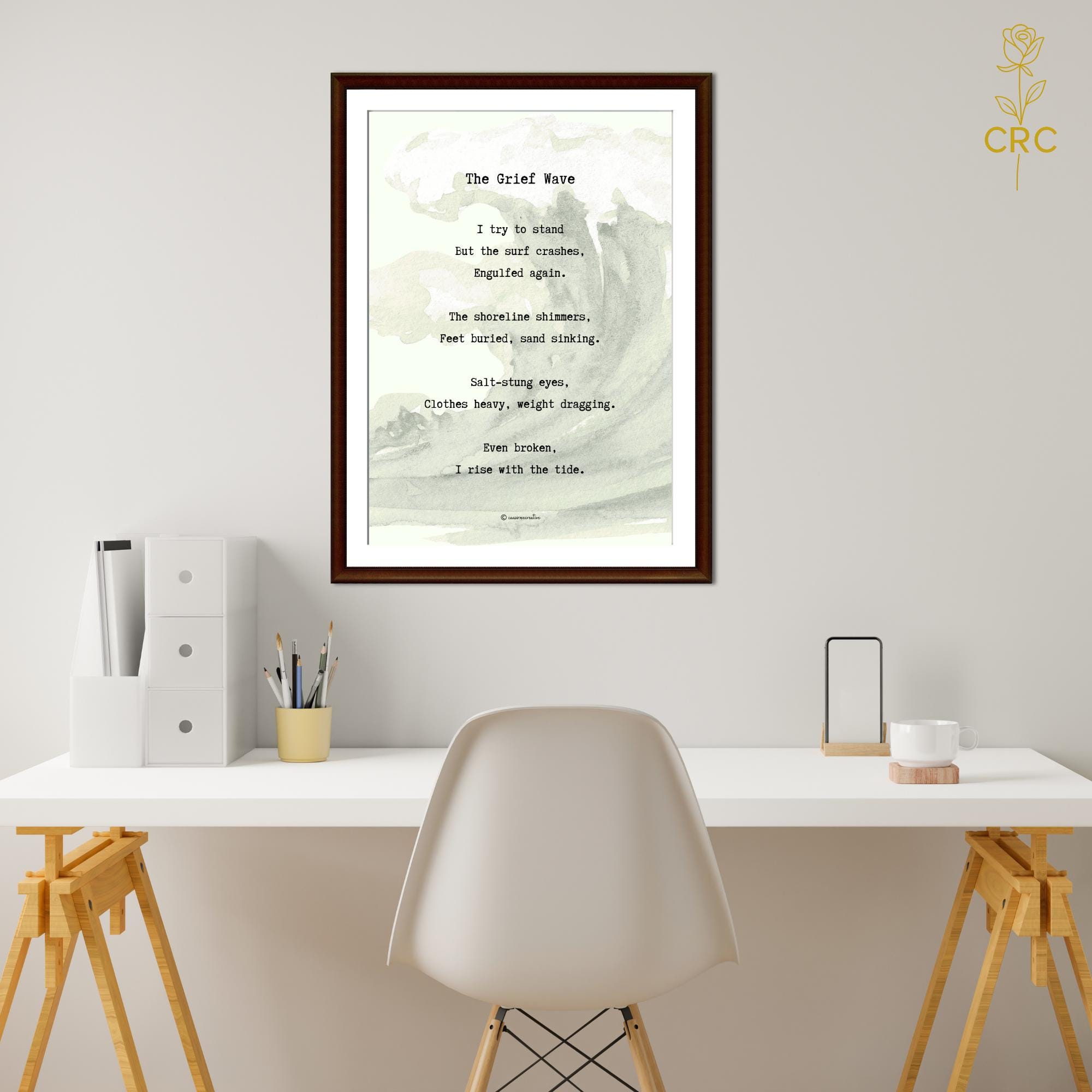 Grief Poem Print: Digital Download Wave Wall Art, Minimalist Typography ...