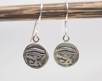 925 Sterling Silver Eye of Horus Dangle Earrings, Egypt Eye of Ra Earrings, Myth protective magical Jewelry / DX26