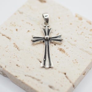 Flared Cross Pendant Necklace, Sterling silver 925 Gothic Punk Cross Pendant, Gift for him, Men necklace / DP7