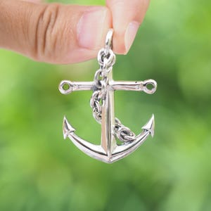 Anchor with Chains Pendant Necklace, Sterling silver 925 Nautical Anchor Pendant, Gift for him, Men necklace / GDS37