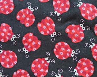 Flowering Ladybugs by MBT Cotton Apparel or Quilting Fabric, 1/2 yard
