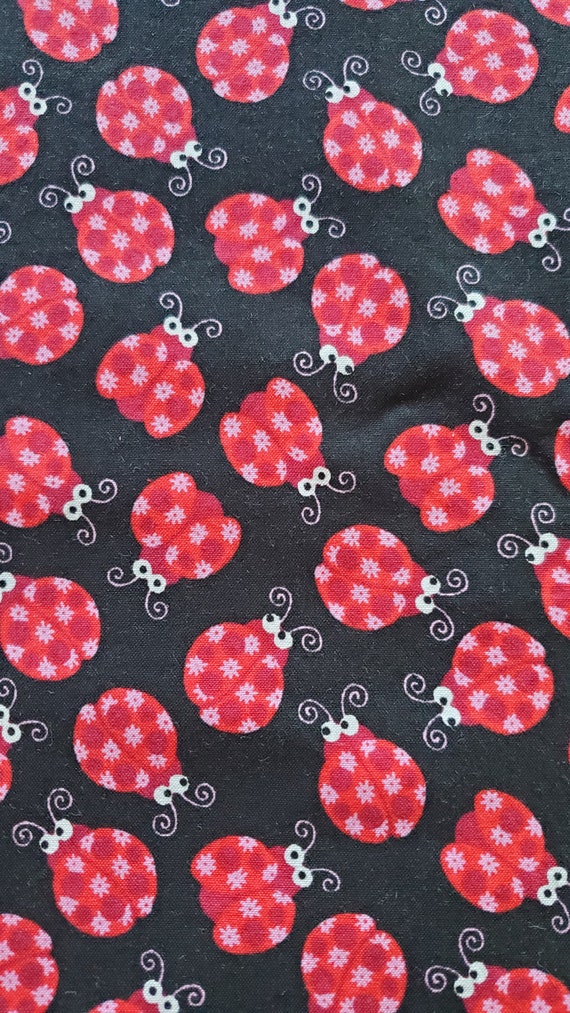 Flowering Ladybugs by MBT Cotton Apparel or Quilting Fabric, 1/2 yard