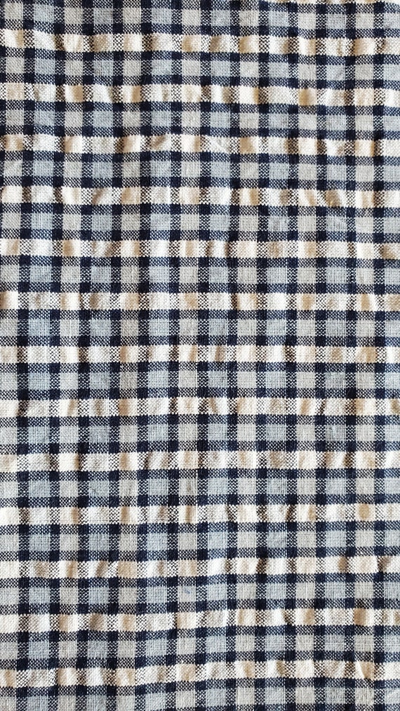 Blue and White Plaid Seersucker Fabric by The Yard, 1/2 yard