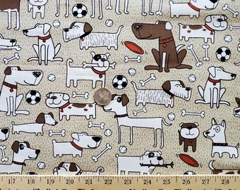 Fetch #C5717, Yard Dog by KANVAS Cotton Fabric, 1/2 yard