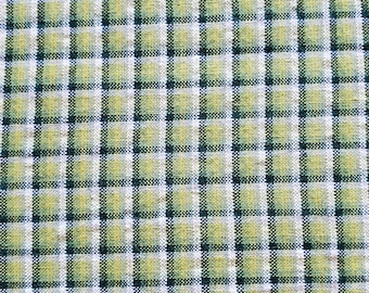 Green Small Plaid Seersucker Fabric by The Yard, 1/2 yard