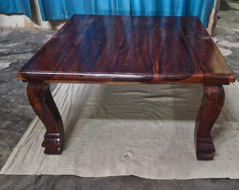 Hand Carved Rosewood Mughal Coffee Table - 30x30x17