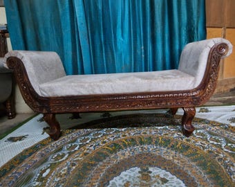 Rajasthani Traditional Wooden Cauch | Two Seater Wooden Day bed With Upholstery