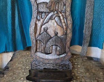 Brown Wooden African Tribal Chair | Vintage Design Lagoon Chair