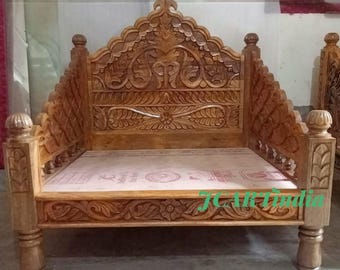 Leaf Carving Swing Chair | Wooden Chair | Indian Jhoola