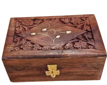 Wooden Jewellery Case | Indian Hand Carved Ornament Storage Box |