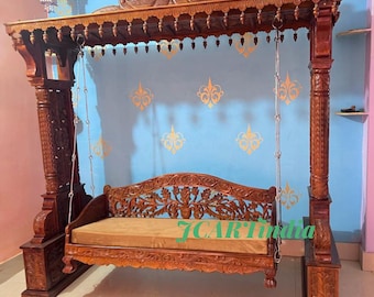 Indian Teak Wood Swing | Hand Carved Jhula | Traditional Jhoola
