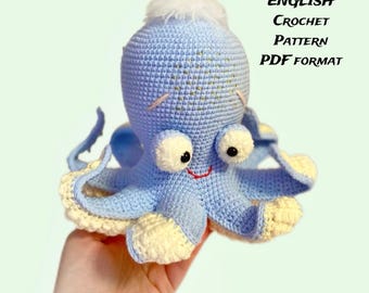 Wzór na szydełkową ośmiornicę amigurumi: zabawka – stworzenie morskie (wzór w formacie PDF)