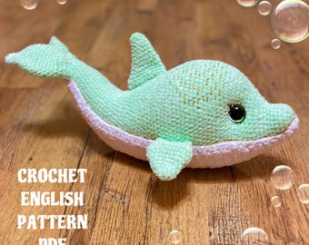 Patrón de amigurumi de delfín a crochet: juguete de animal marino (patrón en PDF)