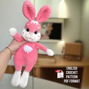 Crochet Snuggler Bunny Pattern: Amigurumi Plush Lovey (PDF Download, US Terms)