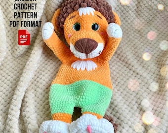 Crochet Lion snuggler Pattern, Amigurumi Rag Doll Tutorial (PDF Pattern)