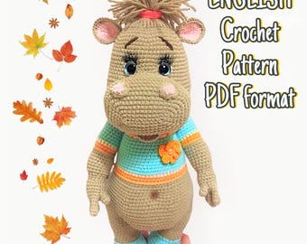Crochet Hippo Pattern: Amigurumi Jungle Animals Toys (PDF Pattern)