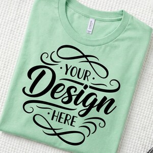 Bella Canvas 3001 Mint Tshirt Mockup | 3001 Mintgrün T-shirt Mockup | Echt Flatlay Mock | Einfaches neutrales trendiges minimales ästhetisches T-Shirt