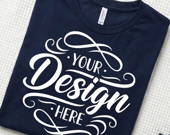 Maqueta de camiseta bohemia, maqueta de camiseta de lona Bella azul marino, maqueta de camiseta 3001, foto de archivo, maqueta de camiseta SVG, sublimación JPG, descarga digital