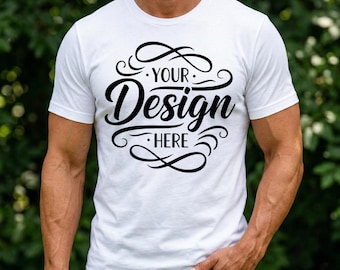 White Bella Canvas 3001 Mockup, T-shirt Mockup, 3001 Bella Canvas, Shirt Model Mockup, T-Shirt Mockup, White Mens Bella Canvas TShirt Mockup