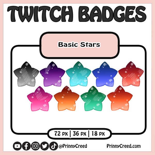 Kawaii Basic Stars Bit Badges - Twitch - Etsy