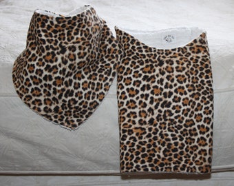 Leopard Baby Bib and Burp Cloth Set, Flannel Terry Cloth