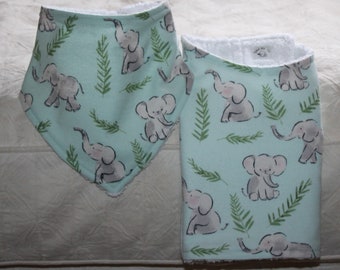 Elephant Baby Bandana Bib Elephant Drool Bib and Elephant Burp Cloth with Elephant Print Flannel and Terry Cloth for Baby Elephant Nursery