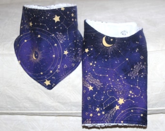 Celestial Baby Bib and Burp Cloth Set, Celestial Flannel Terry Gift