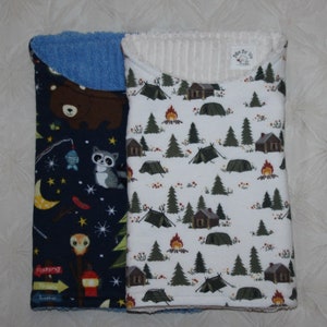 Camping Baby Burp Cloths Set of 2 with Camping Wilderness Adventure Flannels & Terry Cloth for Wilderness Baby Nature Camping Shower Gift