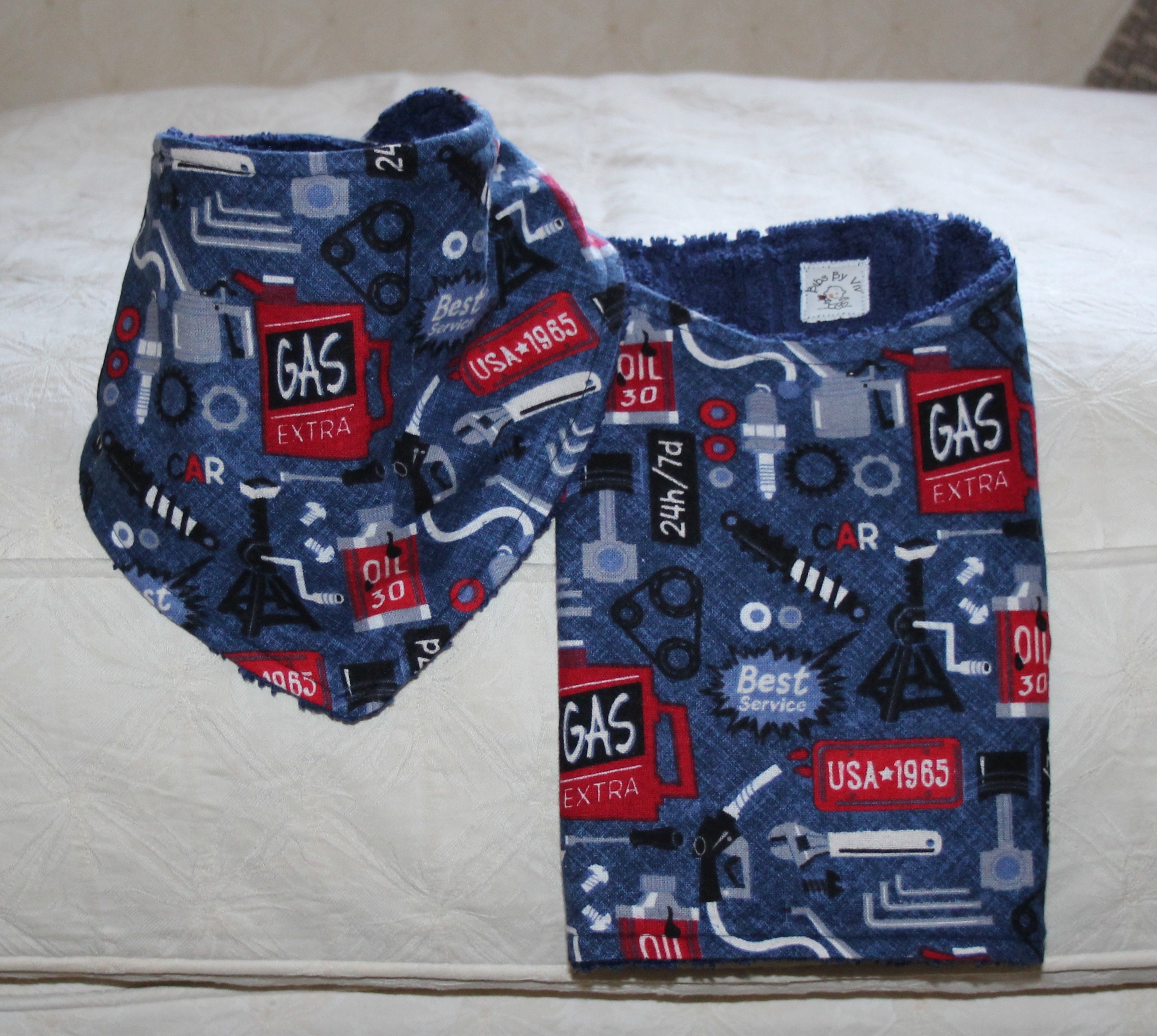 Mechanic Baby Bib and Burp Cloth Set, Blue Auto Service Flannel - Etsy