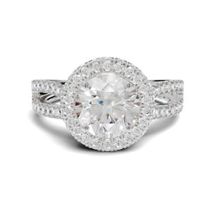 Split Shank Halo Round Diamond Ring | 1.75ct | Timeless Elegance
