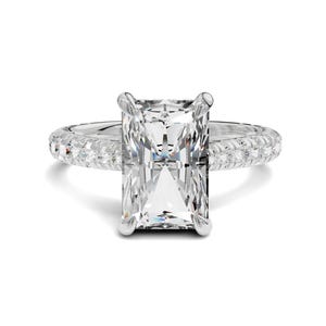 Radiant Cut Side Stone Engagement Ring with Hidden Halo|Eternal Promise | 3.00 Ct