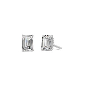 Studs with Hidden Halo & Lab Grown Diamond|0.50 Ct|Emerald