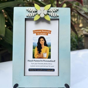 Hand Painted Pine Wood Photo Frame 5x7, Custom Portrait Display, Personalized Gift Stand