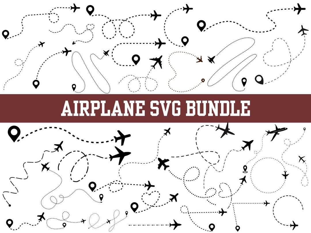 Airplane SVG Bundle: Travel Jet Plane, Heart Design (digital Files for ...