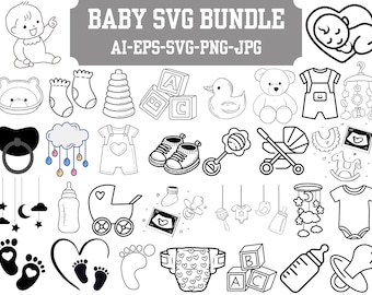Baby SVG Bundle, Newborn Clipart Designs (Digital File)