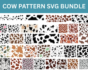 Cow Print SVG PNG Bundle, Animal Clipart (Instant Download)