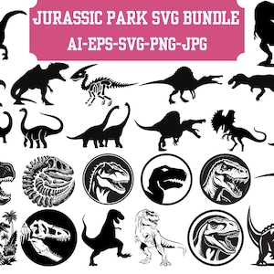 Jurassic Park Svg Bundle,Dinosaurs Svg,Jurassic Font Svg,Svg Cut Files,Digital Files,Great for Dinosaur birthday,shirts,Party Printables svg