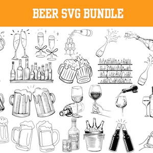 Pacote de SVG de CERVEJA, Canecas de cerveja SVG, Copo de cerveja SVG, Garrafa de cerveja SVG, Álcool SVG, Arquivo de corte de silhueta, Bebida SVG, Download instantâneo, Arquivos digitais AI