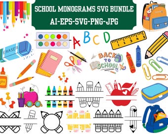 School Split Monogram SVG Bundle: Teacher Shirt Design (Digital Download