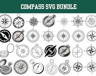 Compass SVG Bundle: Adventure, Travel, Nautical Clipart (Digital Download