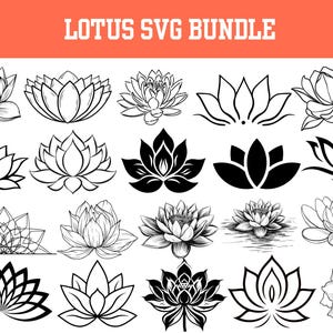Lotus Flower SVG Bundle: Mandala, Moon, Cricut Cut Files (Digital Download)