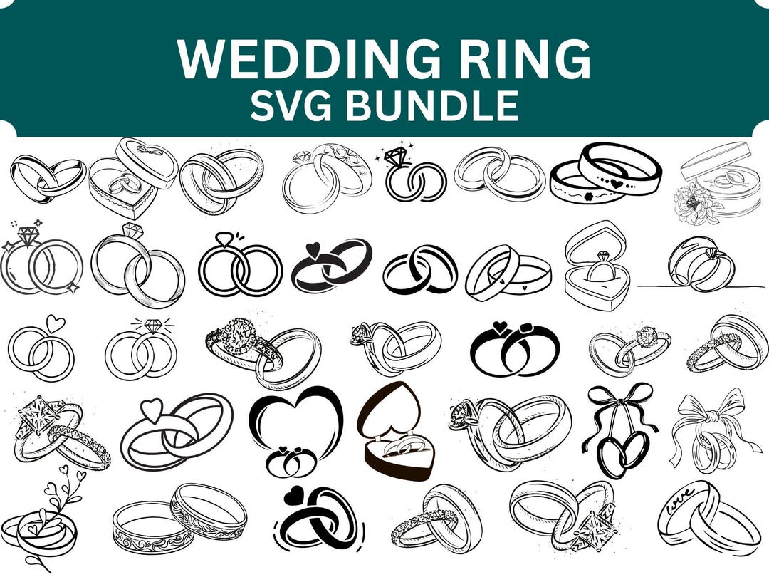 Wedding Ring SVG Bundle: Groom and Bride Vector, Marriage Svg, Digital ...