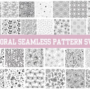 Boho Floral Seamless Pattern SVG Bundle: Vector Graphics (Digital Download