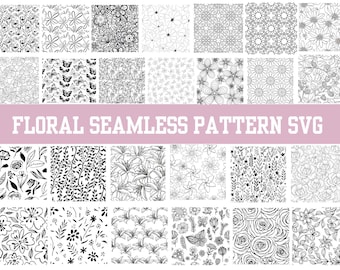 Boho Floral Seamless Pattern SVG Bundle: Vector Graphics (Digital Download