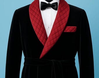 Black Velvet Tuxedo Jacket: Slim Fit Shawl Lapel Blazer