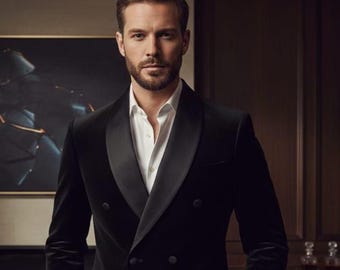 Men's Black Velvet Tuxedo Jacket | Shawl Lapel, Slim Fit