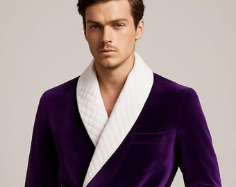 Chaqueta de esmoquin de terciopelo morado: Blazer entallado con solapa chal