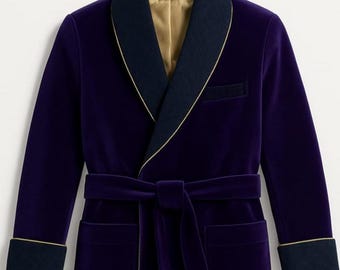 Chaqueta de esmoquin de terciopelo morado: Blazer entallado con solapa chal